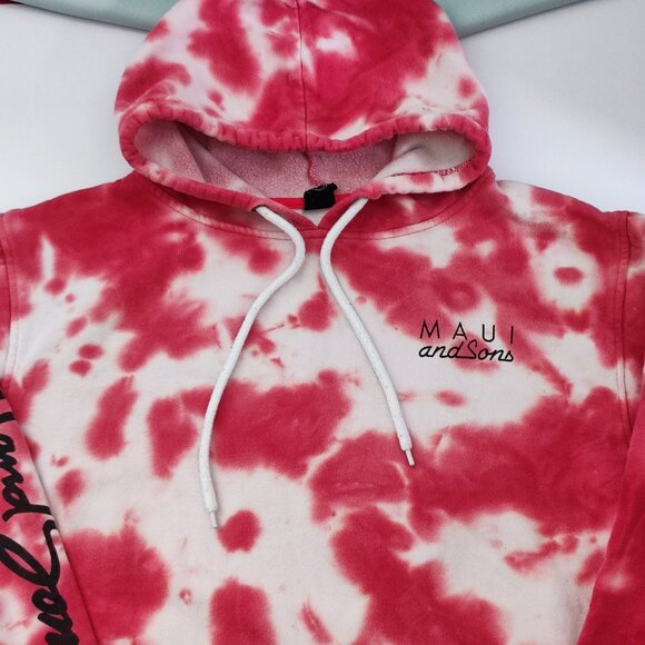 Maui and Sons pull over hoodie men's size L tie-dye white & salmon pink kangaroo - Picture 2 of 13